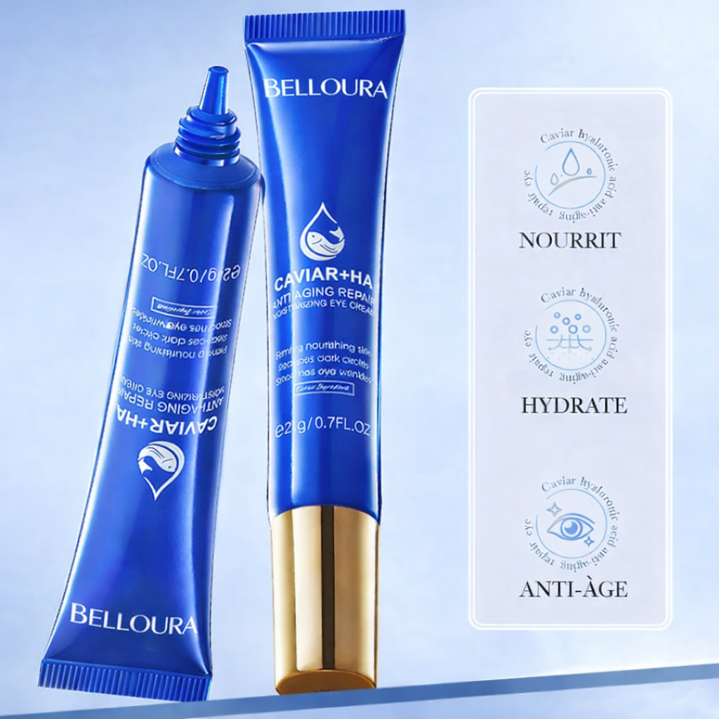 Crème Contour des Yeux Belloura Caviar + Acide Hyaluronique – Anti-Âge & Réduction des Cernes (20g)