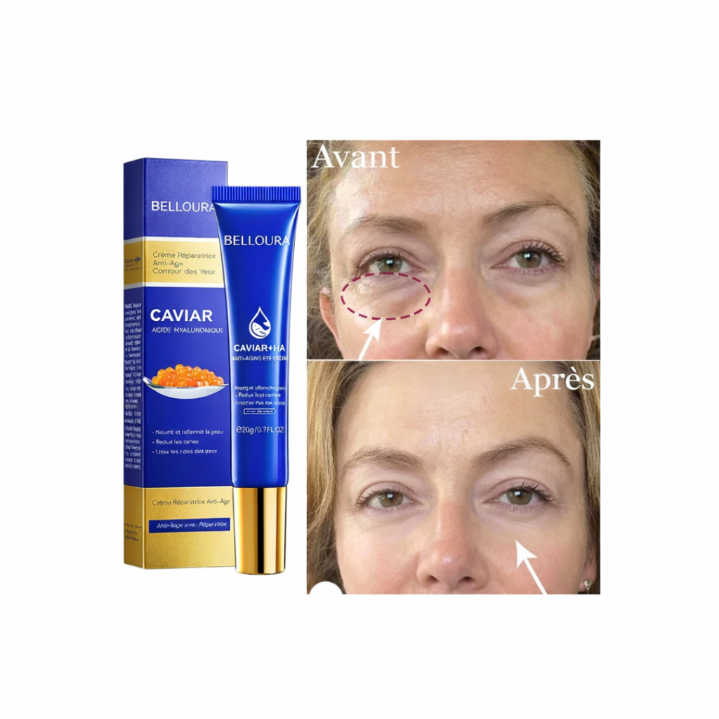 Crème Contour des Yeux Belloura Caviar + Acide Hyaluronique – Anti-Âge & Réduction des Cernes (20g)
